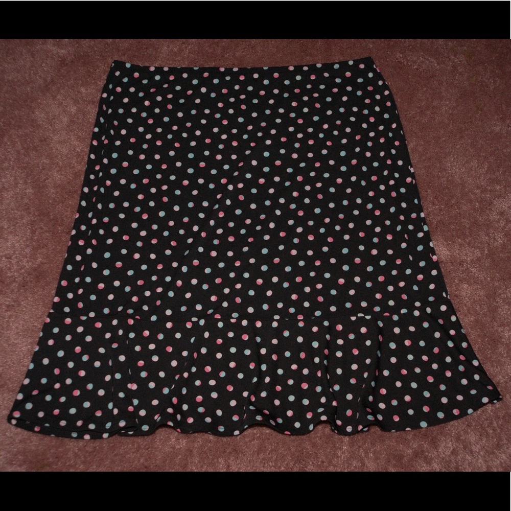 New York & Co. XL black pink blue polka dot skirt - Picture 3 of 5